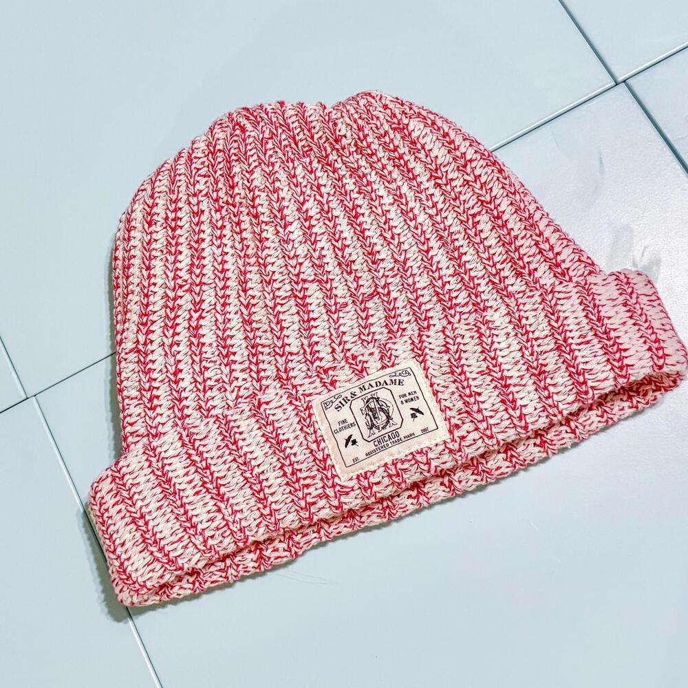 Sir & Madame Chicago Red & White 100% Cotton Beanie